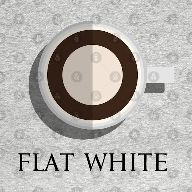 Flat white hot coffee in top view flat design illustration by FOGSJ